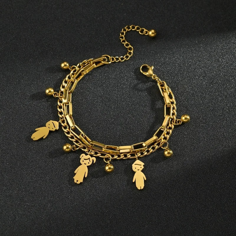 Customized Engraving Name Double Layer Chain Bracelet
