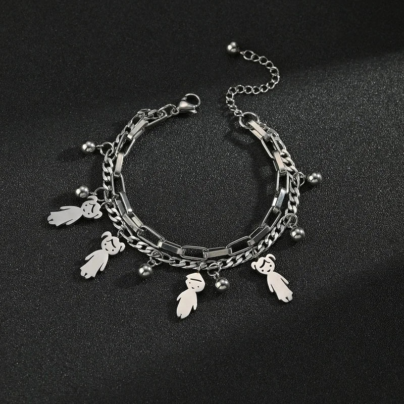 Customized Engraving Name Double Layer Chain Bracelet