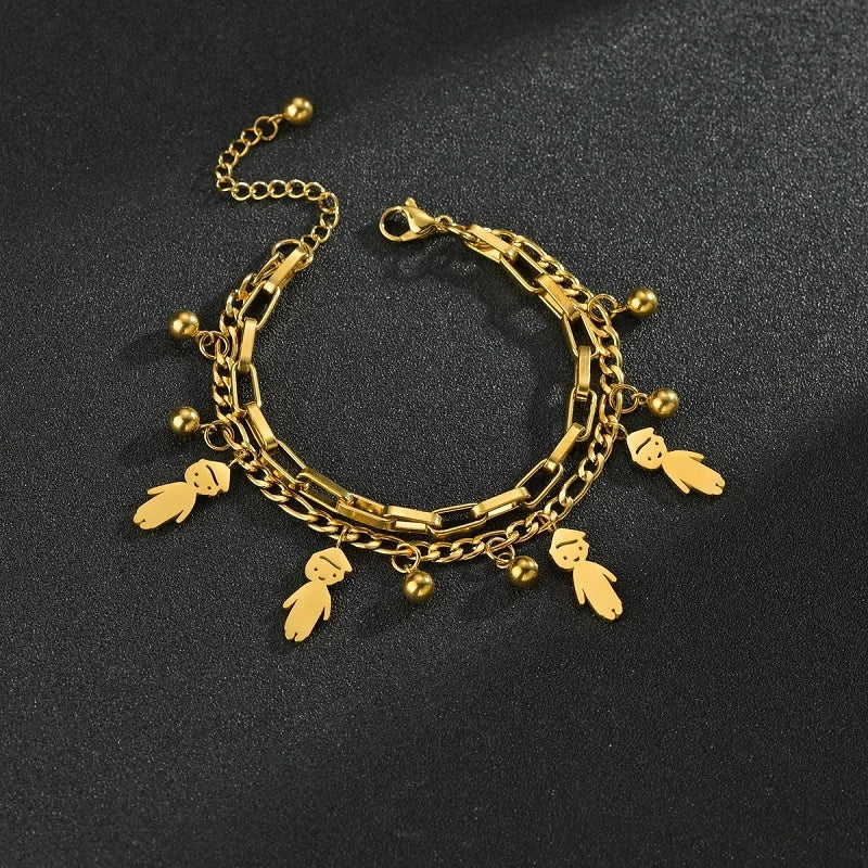 Customized Engraving Name Double Layer Chain Bracelet