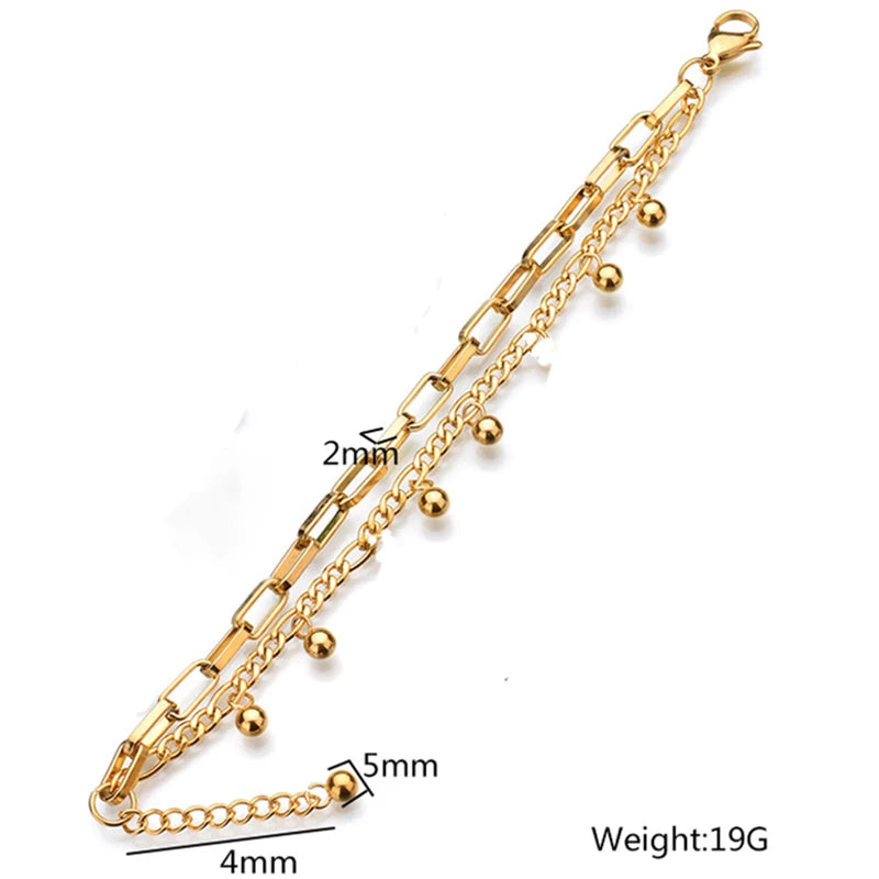 Customized Engraving Name Double Layer Chain Bracelet