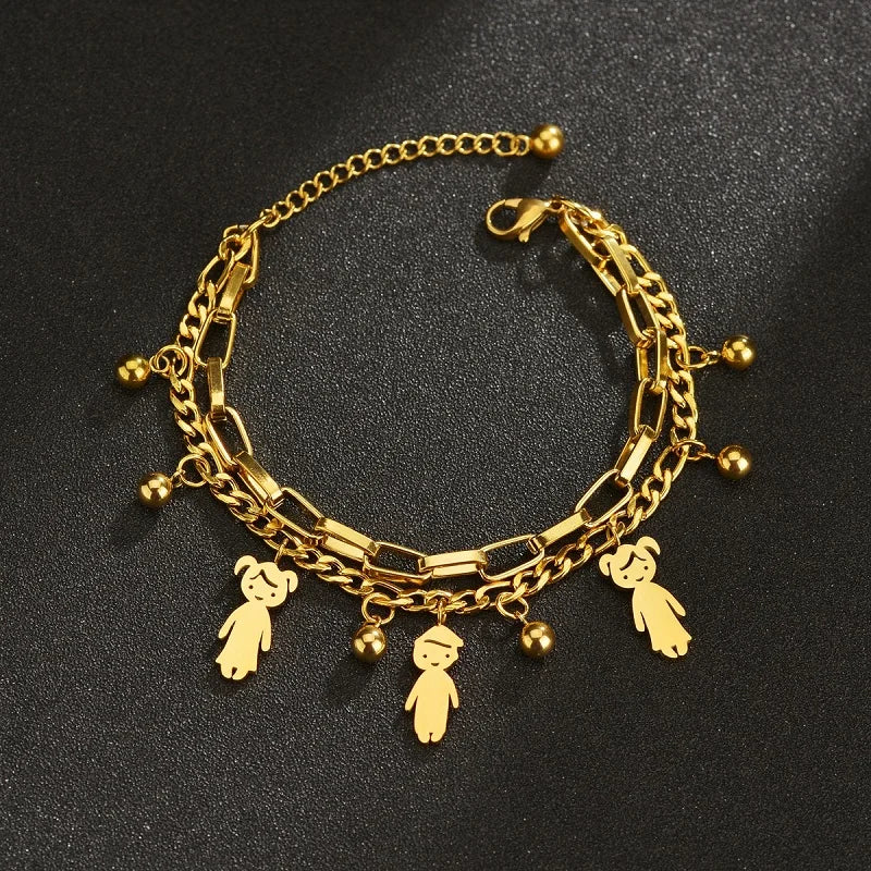 Customized Engraving Name Double Layer Chain Bracelet