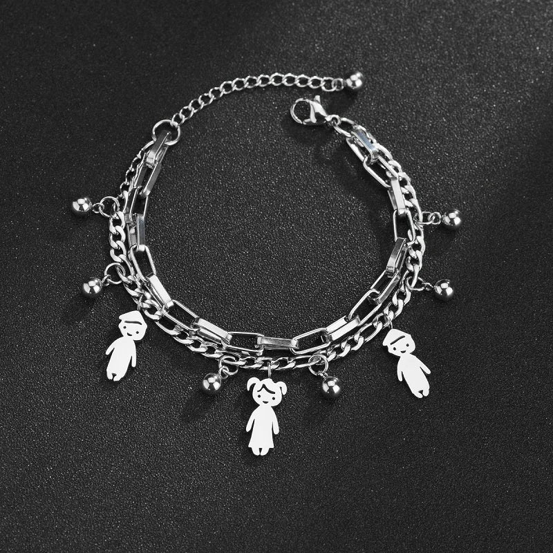 Customized Engraving Name Double Layer Chain Bracelet