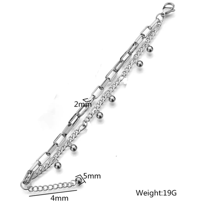 Customized Engraving Name Double Layer Chain Bracelet
