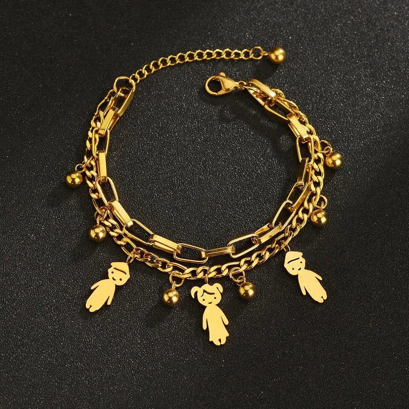 Customized Engraving Name Double Layer Chain Bracelet