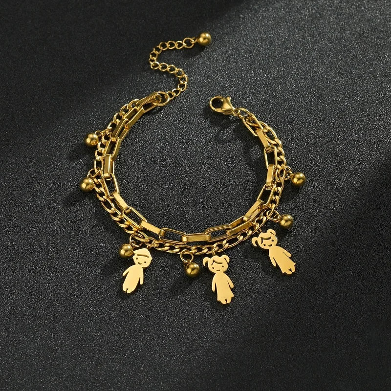 Customized Engraving Name Double Layer Chain Bracelet