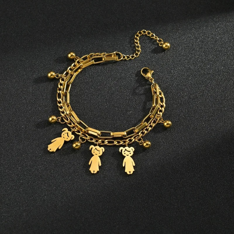 Customized Engraving Name Double Layer Chain Bracelet