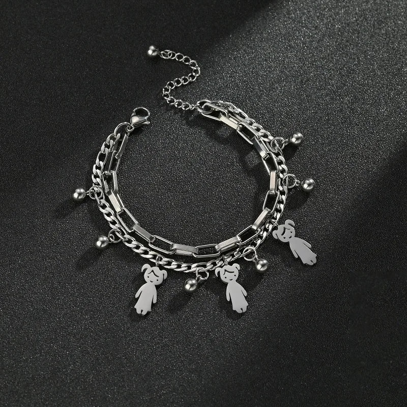 Customized Engraving Name Double Layer Chain Bracelet