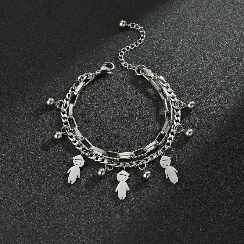 Customized Engraving Name Double Layer Chain Bracelet