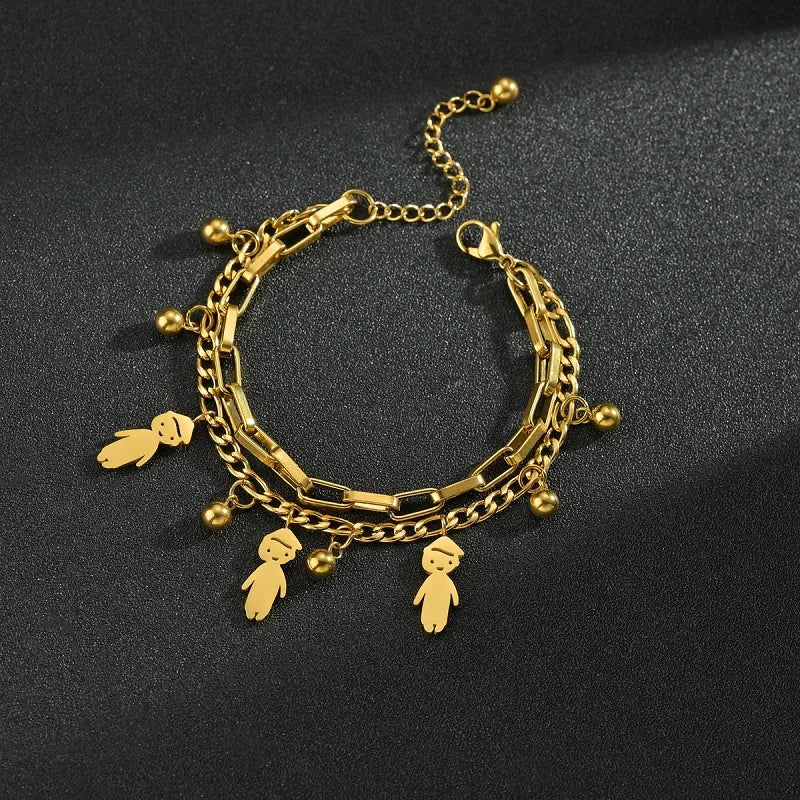 Customized Engraving Name Double Layer Chain Bracelet