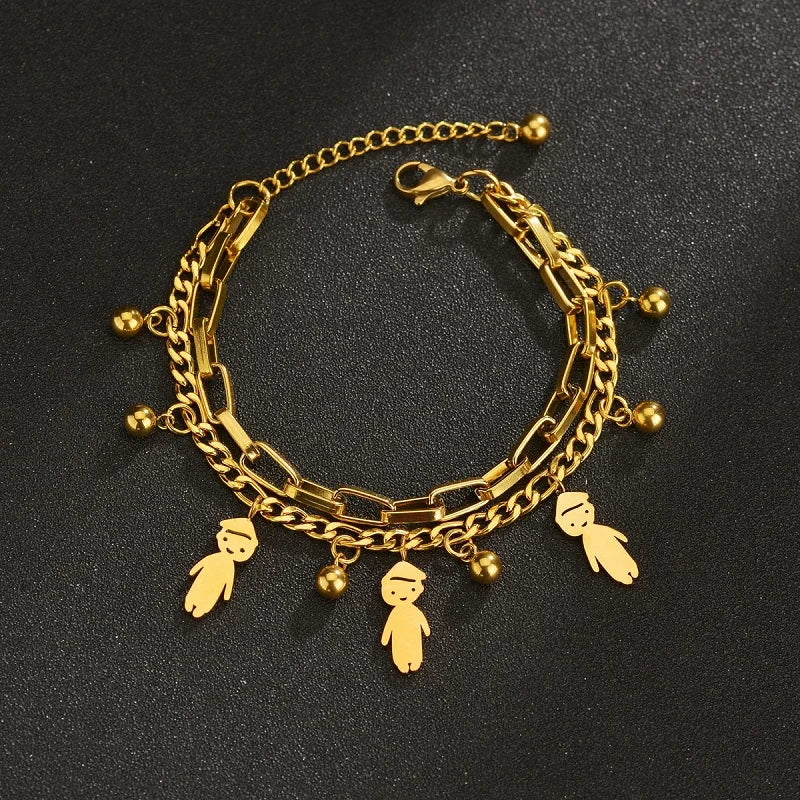 Customized Engraving Name Double Layer Chain Bracelet