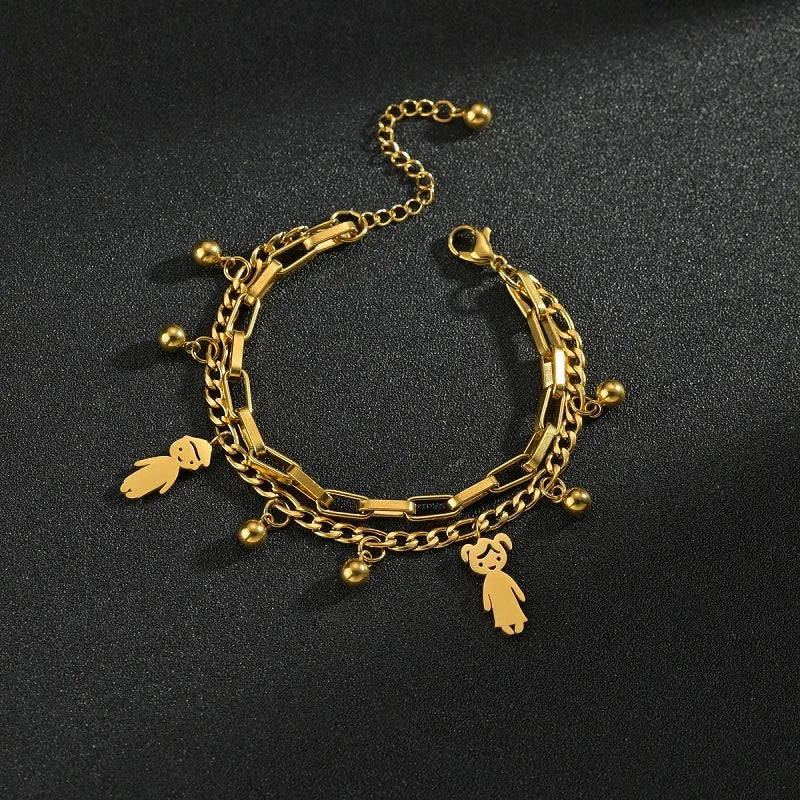Customized Engraving Name Double Layer Chain Bracelet