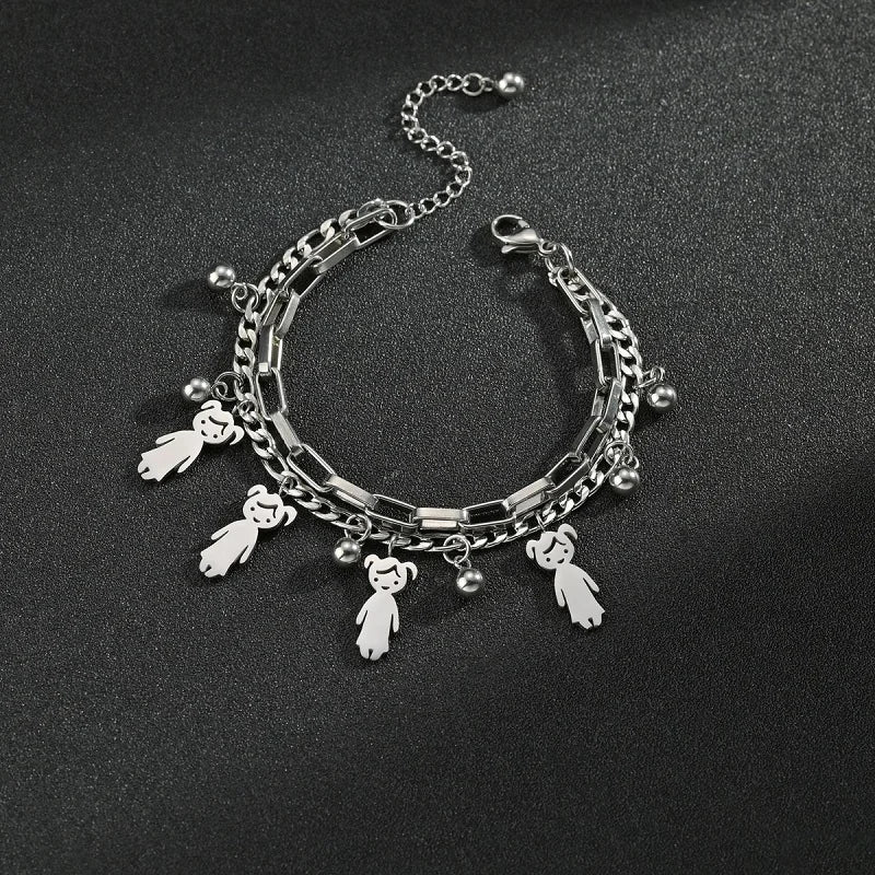 Customized Engraving Name Double Layer Chain Bracelet