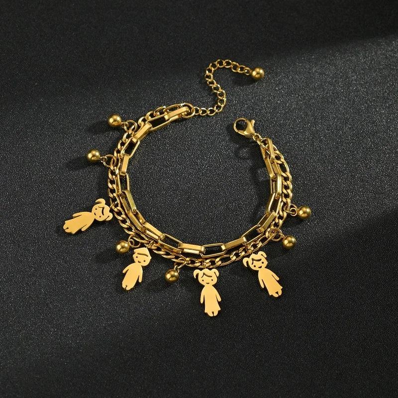 Customized Engraving Name Double Layer Chain Bracelet