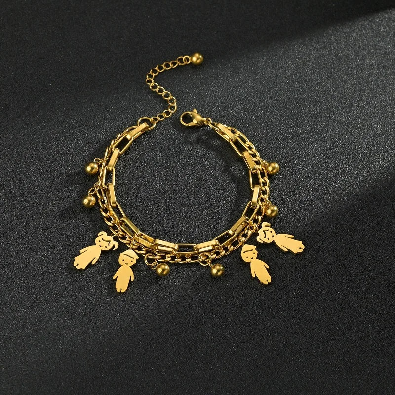 Customized Engraving Name Double Layer Chain Bracelet