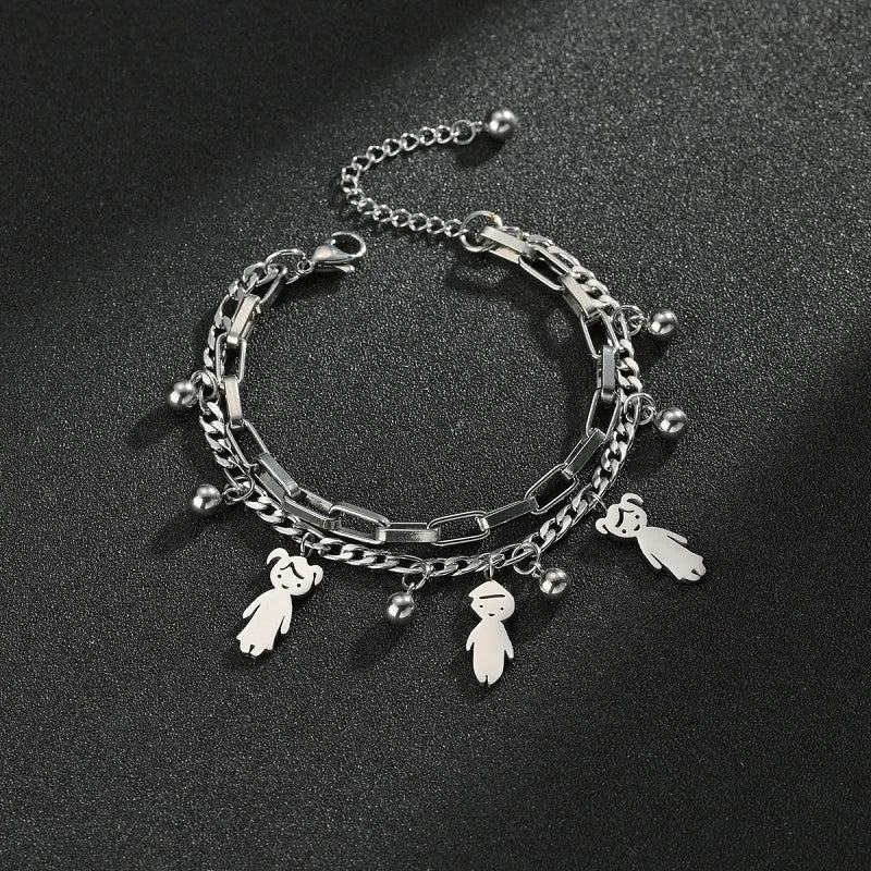 Customized Engraving Name Double Layer Chain Bracelet