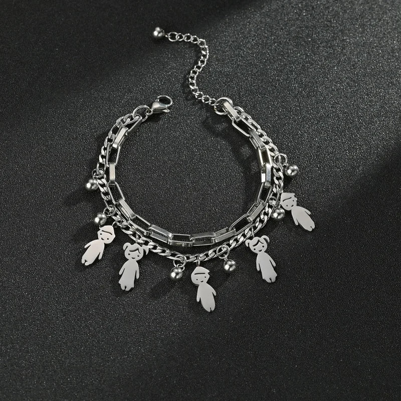 Customized Engraving Name Double Layer Chain Bracelet