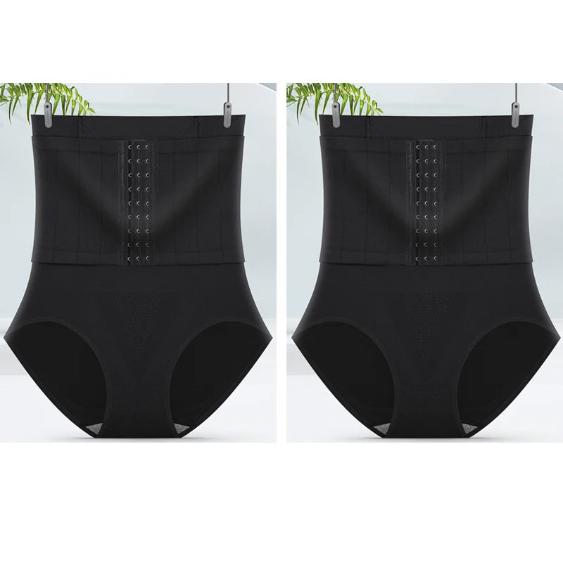 2pcs Women High Waist Shaping Briefs Buckle adjustment