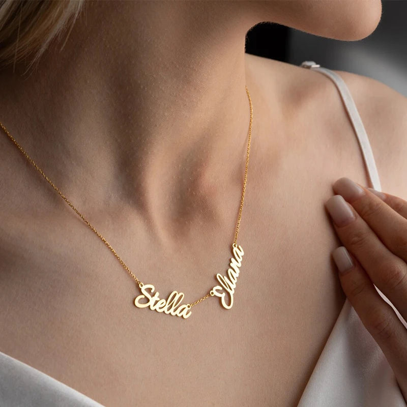 Personalized Custom Multiple Names Heart Necklace Stianless Steel Custom Couple Kids Name Necklace