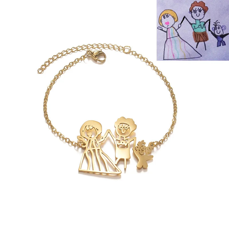 Personalized Children's Drawing Necklace Stainless Steel