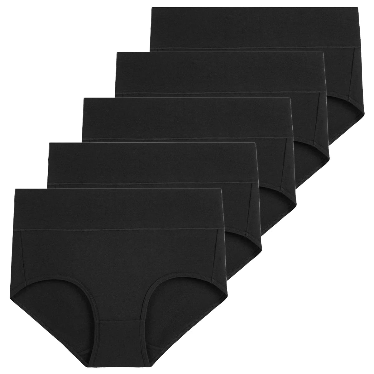 Conjunto de 5 bragas de algodón para mujer, ropa interior sin costuras, cintura alta, cobertura total, transpirables, talla grande
