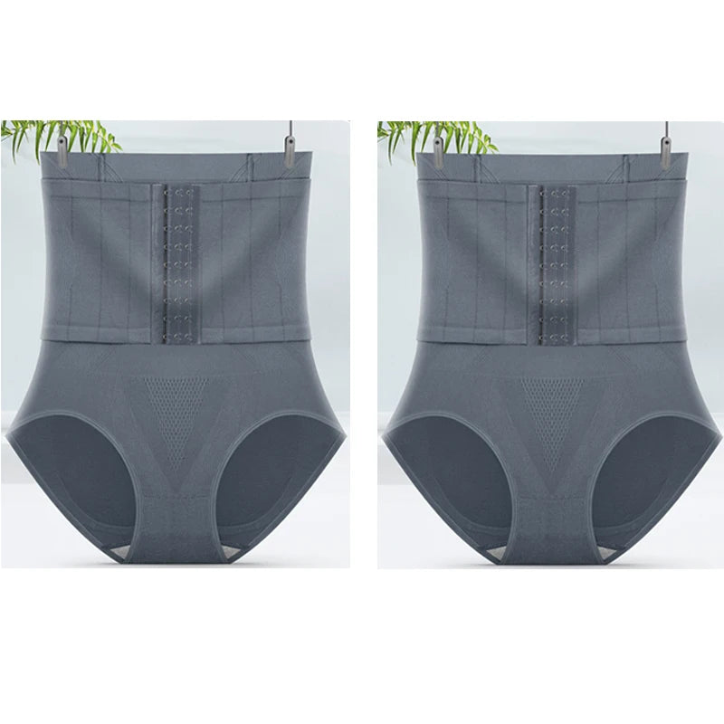 2pcs Women High Waist Shaping Briefs Buckle adjustment