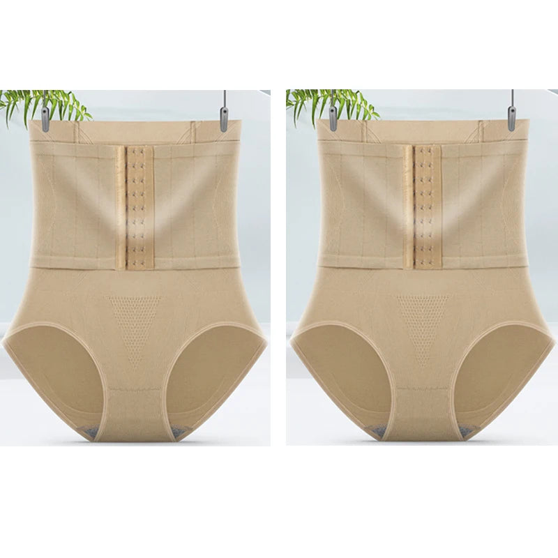 2pcs Women High Waist Shaping Briefs Buckle adjustment