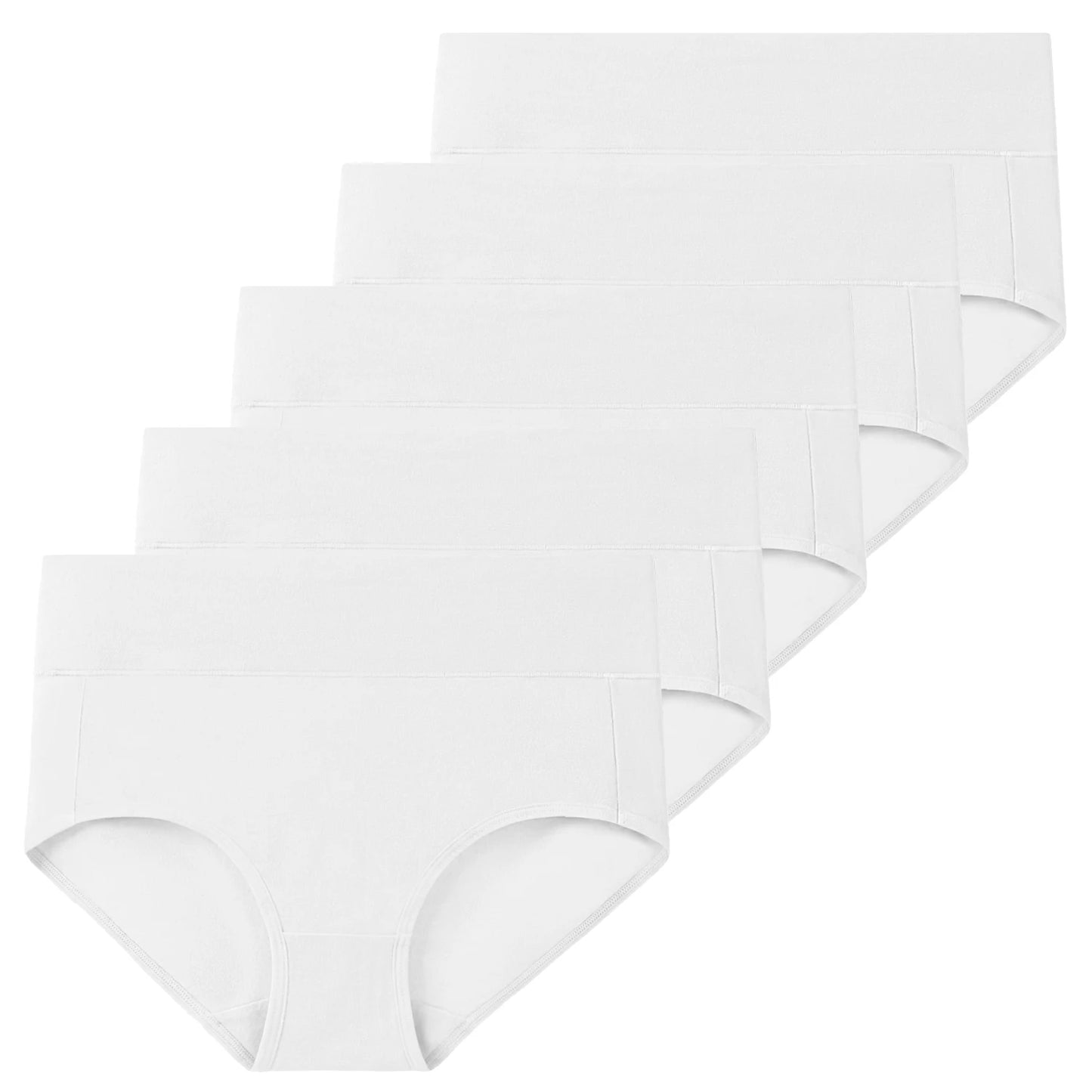 Conjunto de 5 bragas de algodón para mujer, ropa interior sin costuras, cintura alta, cobertura total, transpirables, talla grande