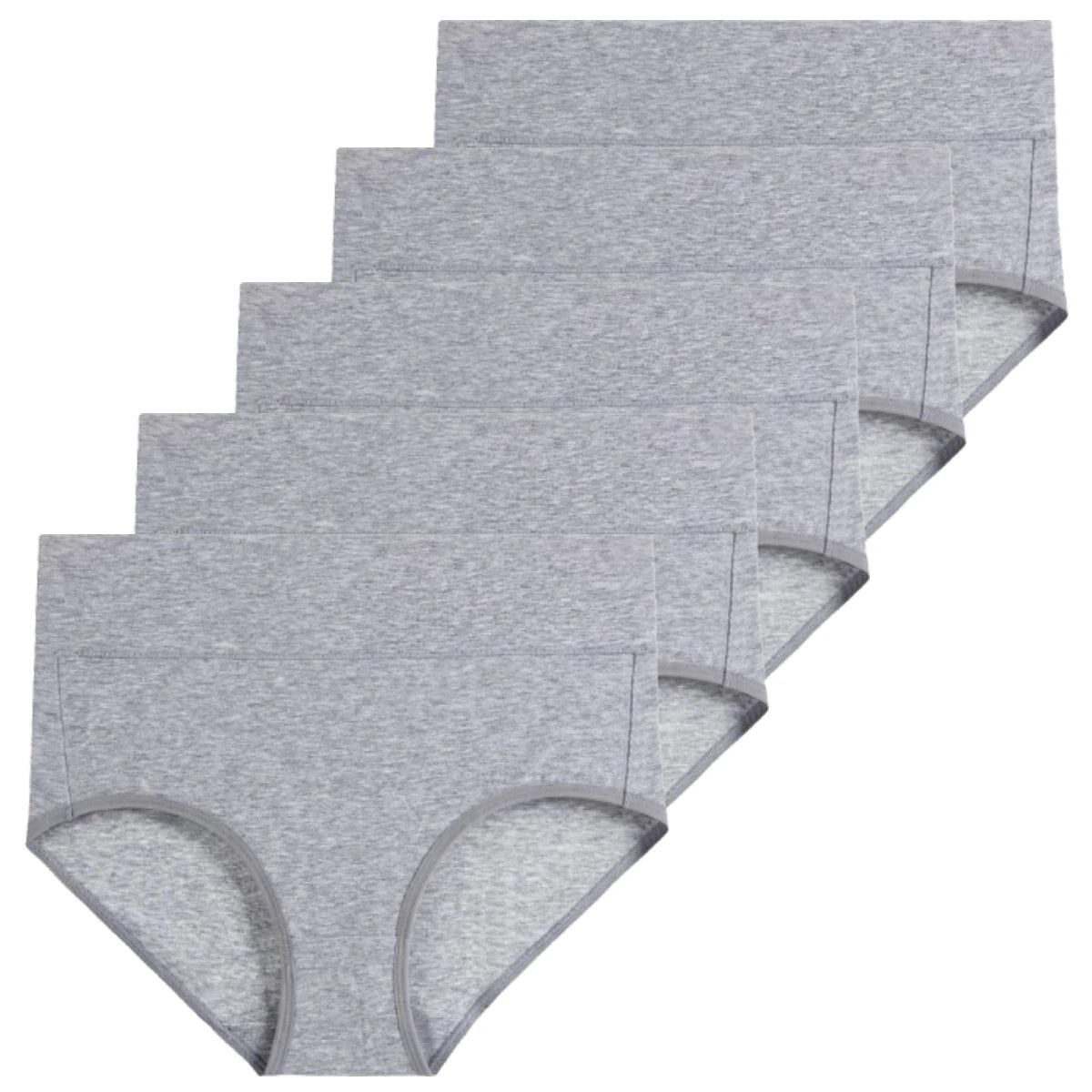 Conjunto de 5 bragas de algodón para mujer, ropa interior sin costuras, cintura alta, cobertura total, transpirables, talla grande