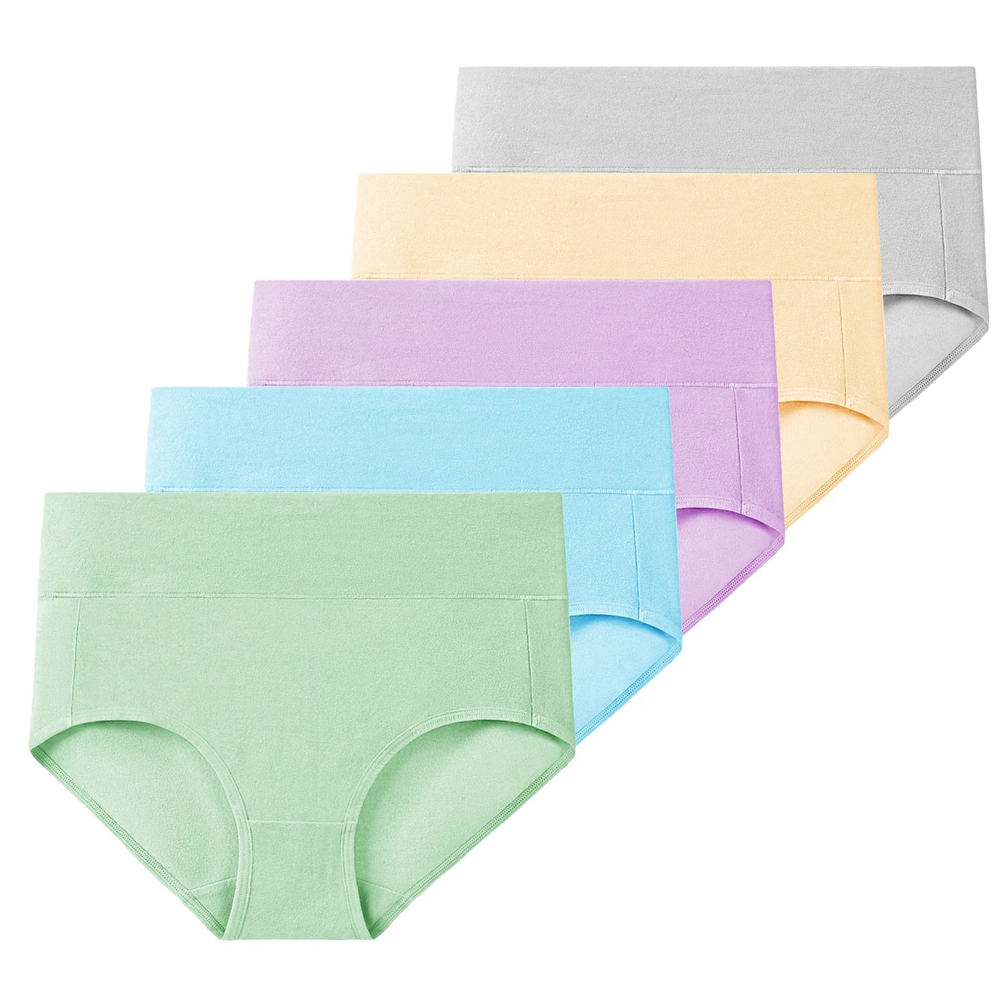 Conjunto de 5 bragas de algodón para mujer, ropa interior sin costuras, cintura alta, cobertura total, transpirables, talla grande