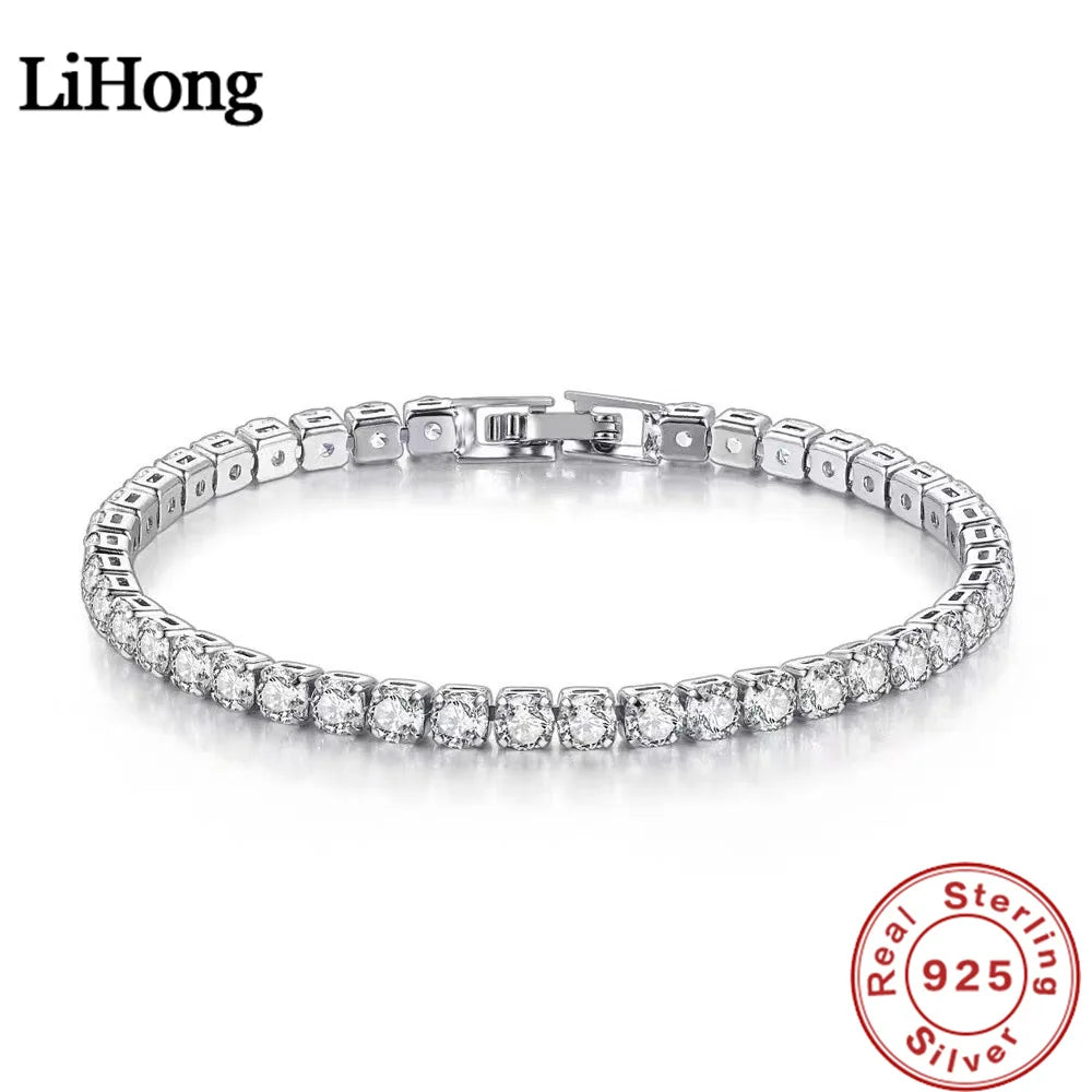 Sterling Silver Bracelet Zirconia Charm Jewelry