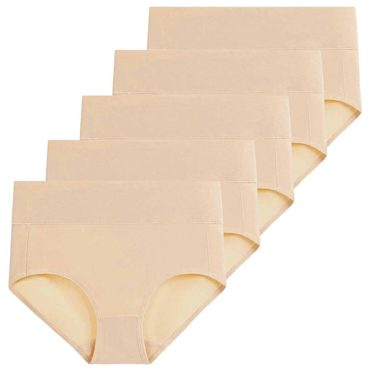Conjunto de 5 bragas de algodón para mujer, ropa interior sin costuras, cintura alta, cobertura total, transpirables, talla grande