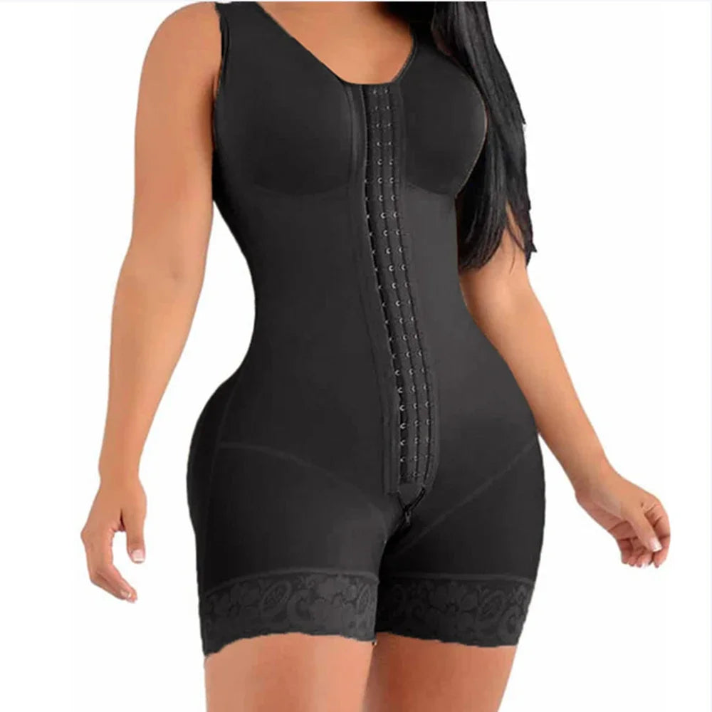 Faja moldeadora de cuerpo completo de alta compresión con broches para el busto, adelgazante posparto, faja abdominal, fajas colombianas