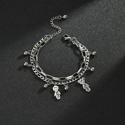 Customized Engraving Name Double Layer Chain Bracelet