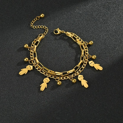 Customized Engraving Name Double Layer Chain Bracelet
