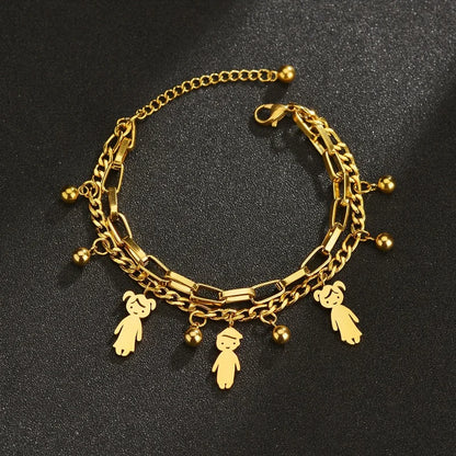 Customized Engraving Name Double Layer Chain Bracelet