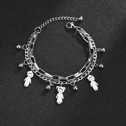 Customized Engraving Name Double Layer Chain Bracelet