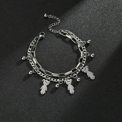 Customized Engraving Name Double Layer Chain Bracelet