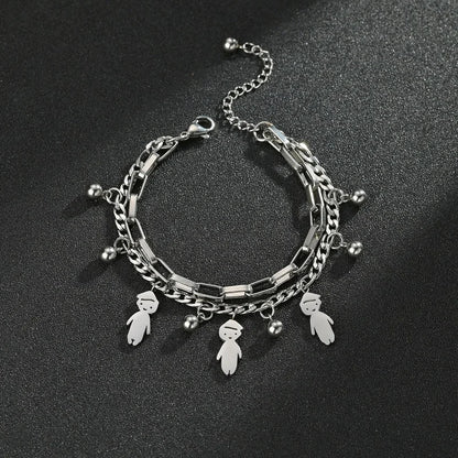 Customized Engraving Name Double Layer Chain Bracelet