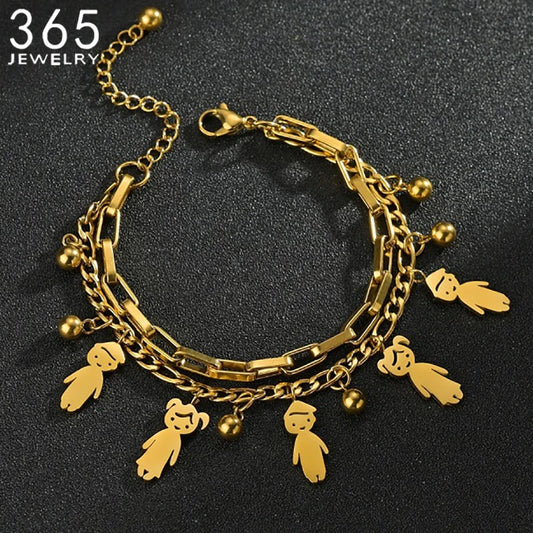 Customized Engraving Name Double Layer Chain Bracelet