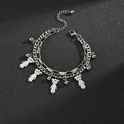 Customized Engraving Name Double Layer Chain Bracelet