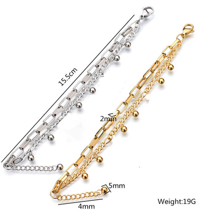 Customized Engraving Name Double Layer Chain Bracelet
