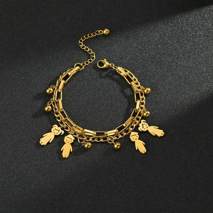 Customized Engraving Name Double Layer Chain Bracelet