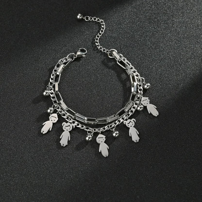 Customized Engraving Name Double Layer Chain Bracelet