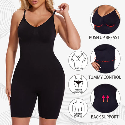 Body moldeador de cuerpo completo para mujer, camiseta sin mangas con control de abdomen, pantalones cortos antirozaduras, entrenador de cintura adelgazante, levantador de glúteos