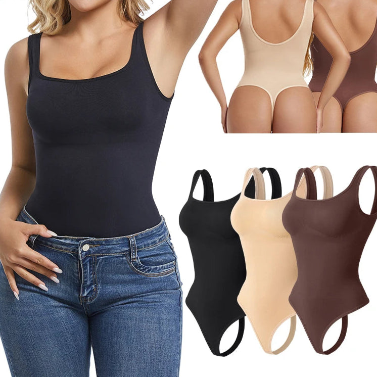 Bodysuits for Women Tummy Control Shapewear Seamless Square Neck Thong Bodysuit Sculpting Shaper Tank Top Jumpsuit