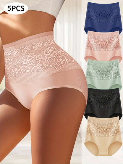 5 Pairs High Waisted Tummy Tuck Women's Panties