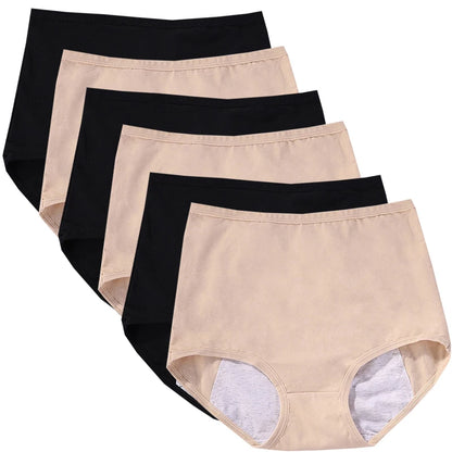 6 braguitas menstruales para niña, braguitas fisiológicas para mujer, bragas antifugas para la menstruación, ropa interior de algodón de cintura alta.