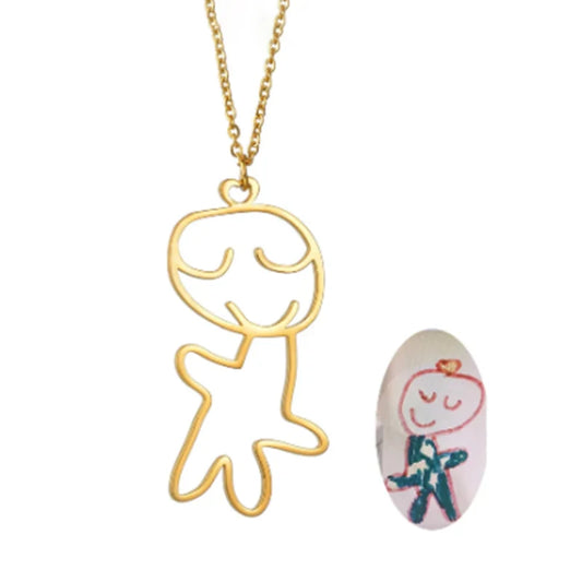 Personalized Children's Drawing Necklace Stainless Steel