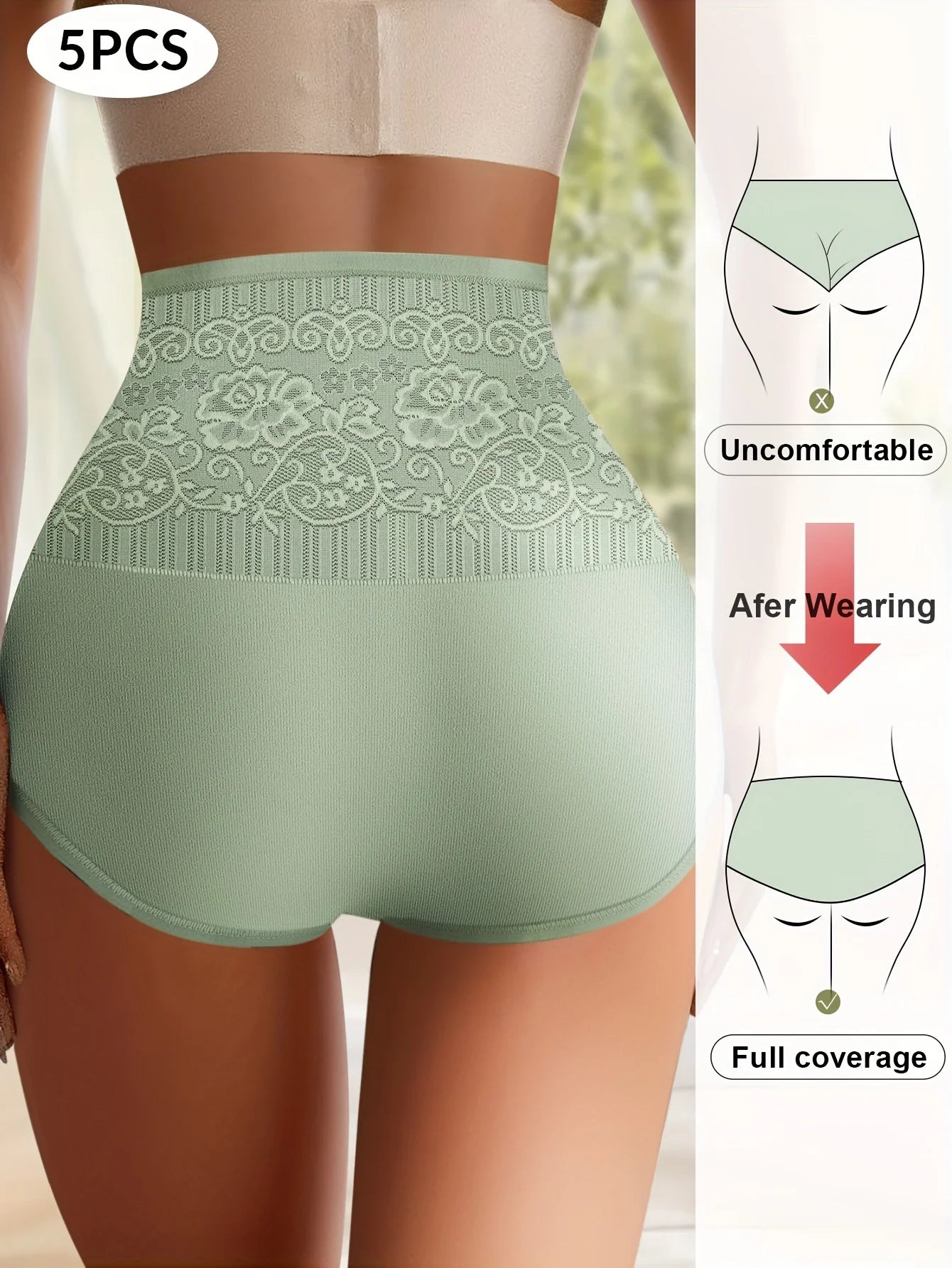 5 Pairs High Waisted Tummy Tuck Women's Panties