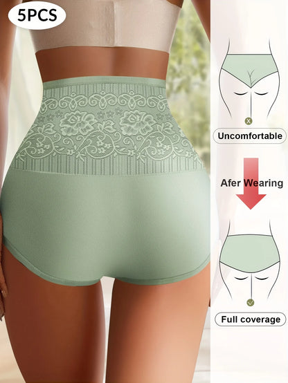 5 Pairs High Waisted Tummy Tuck Women's Panties